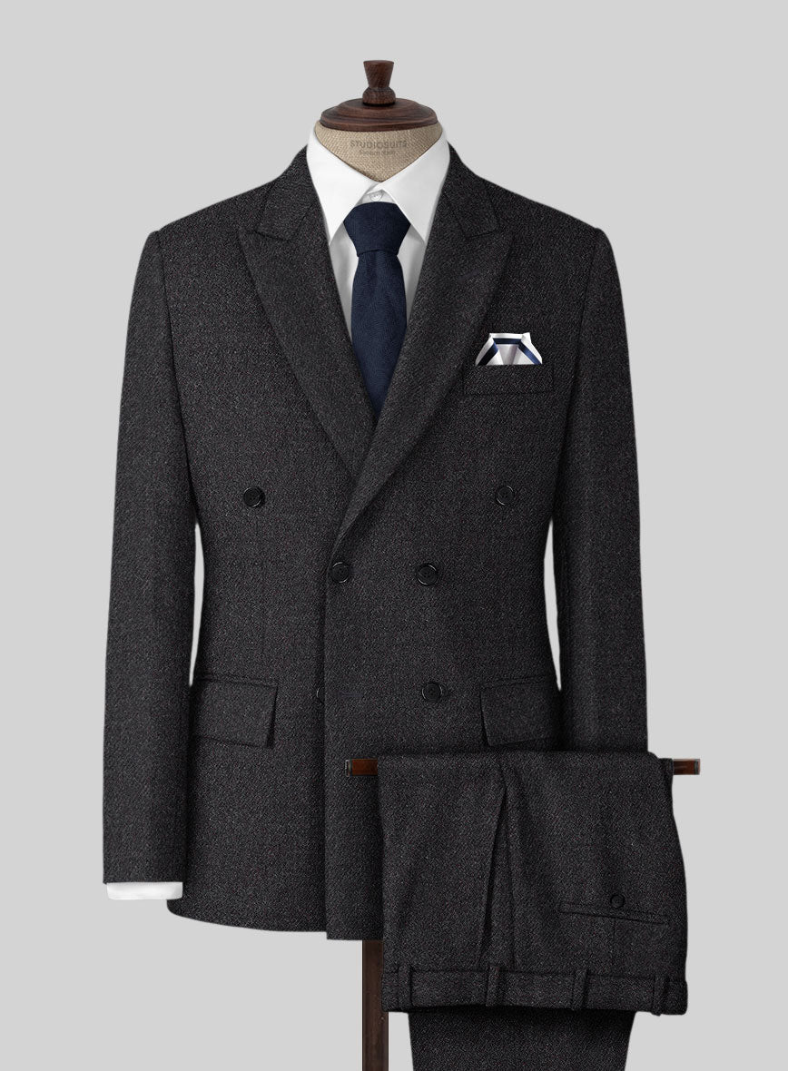 Highlander Charcoal Tweed Double Breasted Suit - StudioSuits