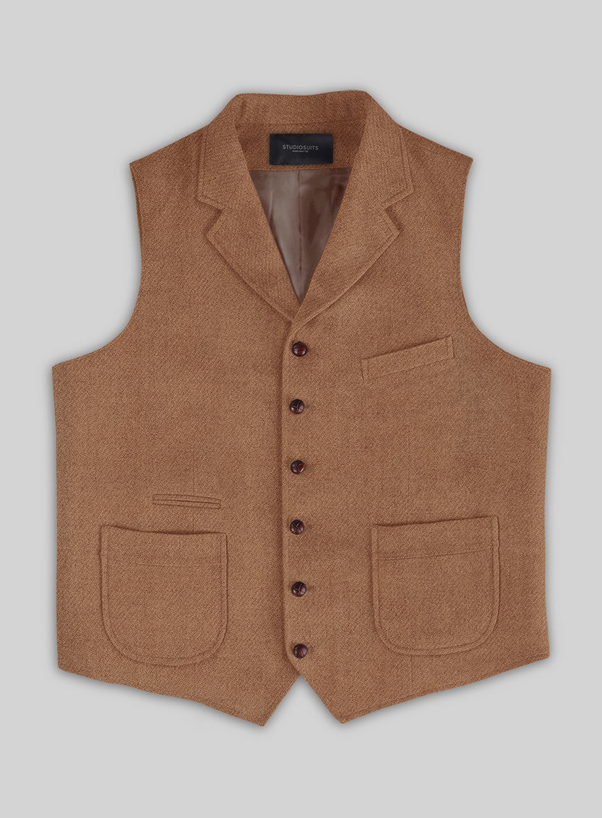 Highlander Earthy Brown Tweed Hunting Vest - StudioSuits