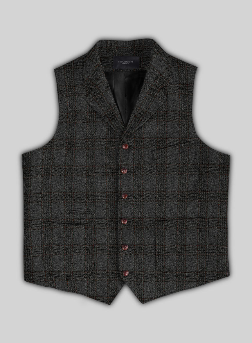 Highlander Gray Classic Check Tweed Hunting Vest - StudioSuits