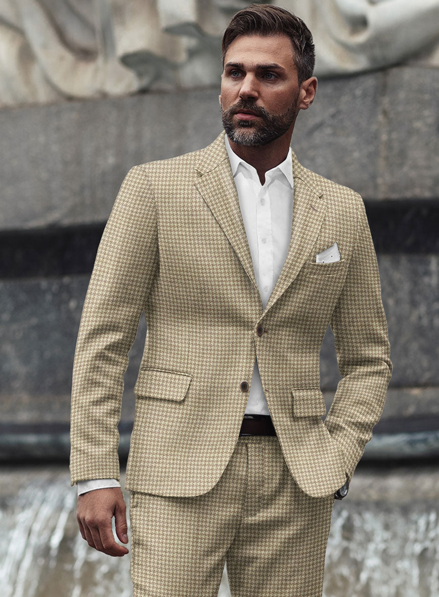 Highlander Heavy Beige Houndstooth Tweed Suit StudioSuits