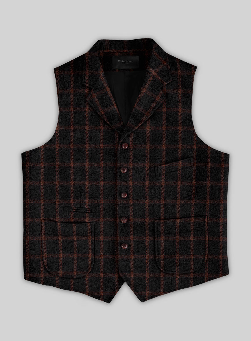 Highlander Heavy Black Check Tweed Hunting Vest - StudioSuits