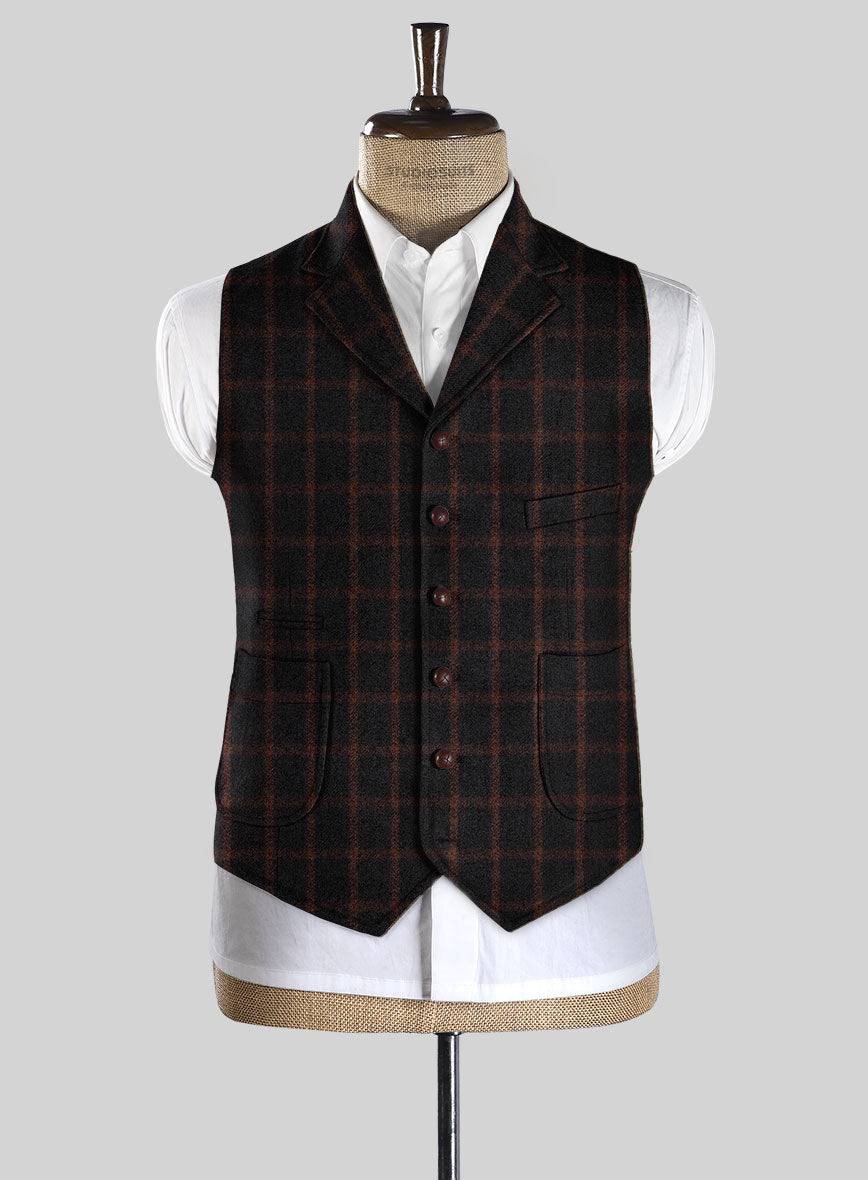 Highlander Heavy Black Check Tweed Hunting Vest - StudioSuits