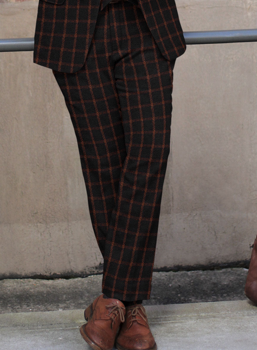 Highlander Heavy Black Check Tweed Pants - StudioSuits