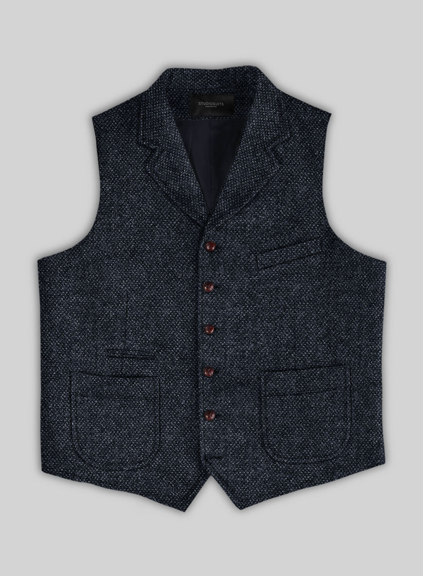 Highlander Heavy Blue Bedford Tweed Hunting Vest - StudioSuits