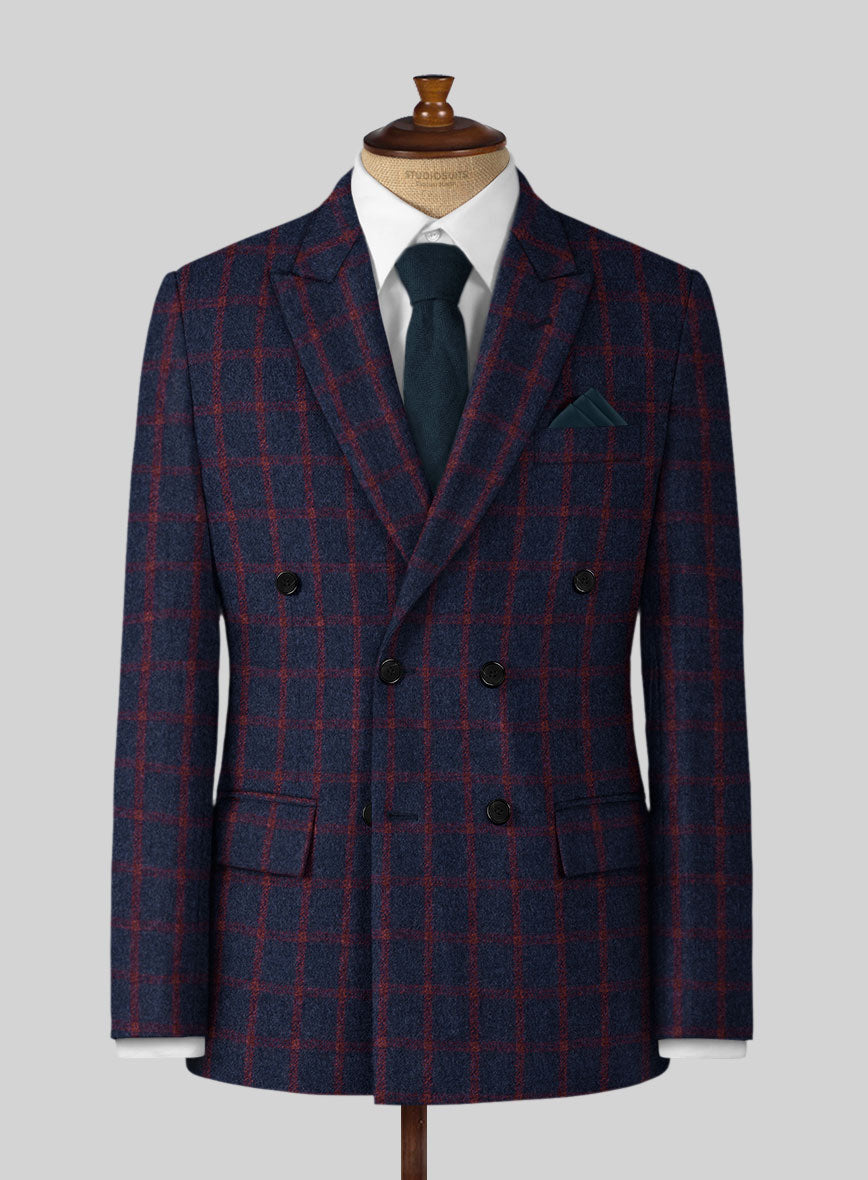 Highlander Heavy Blue Checks Tweed Jacket - StudioSuits