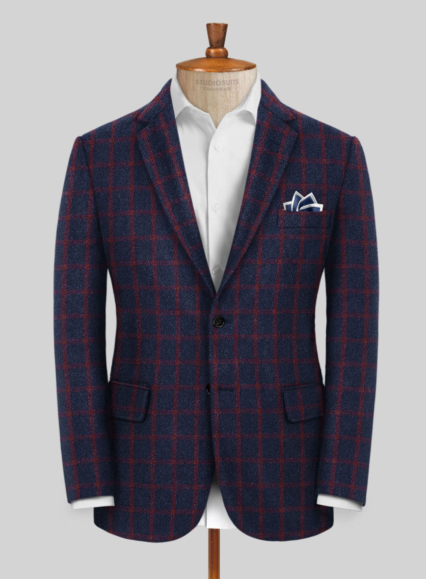 Highlander Heavy Blue Checks Tweed Jacket - StudioSuits