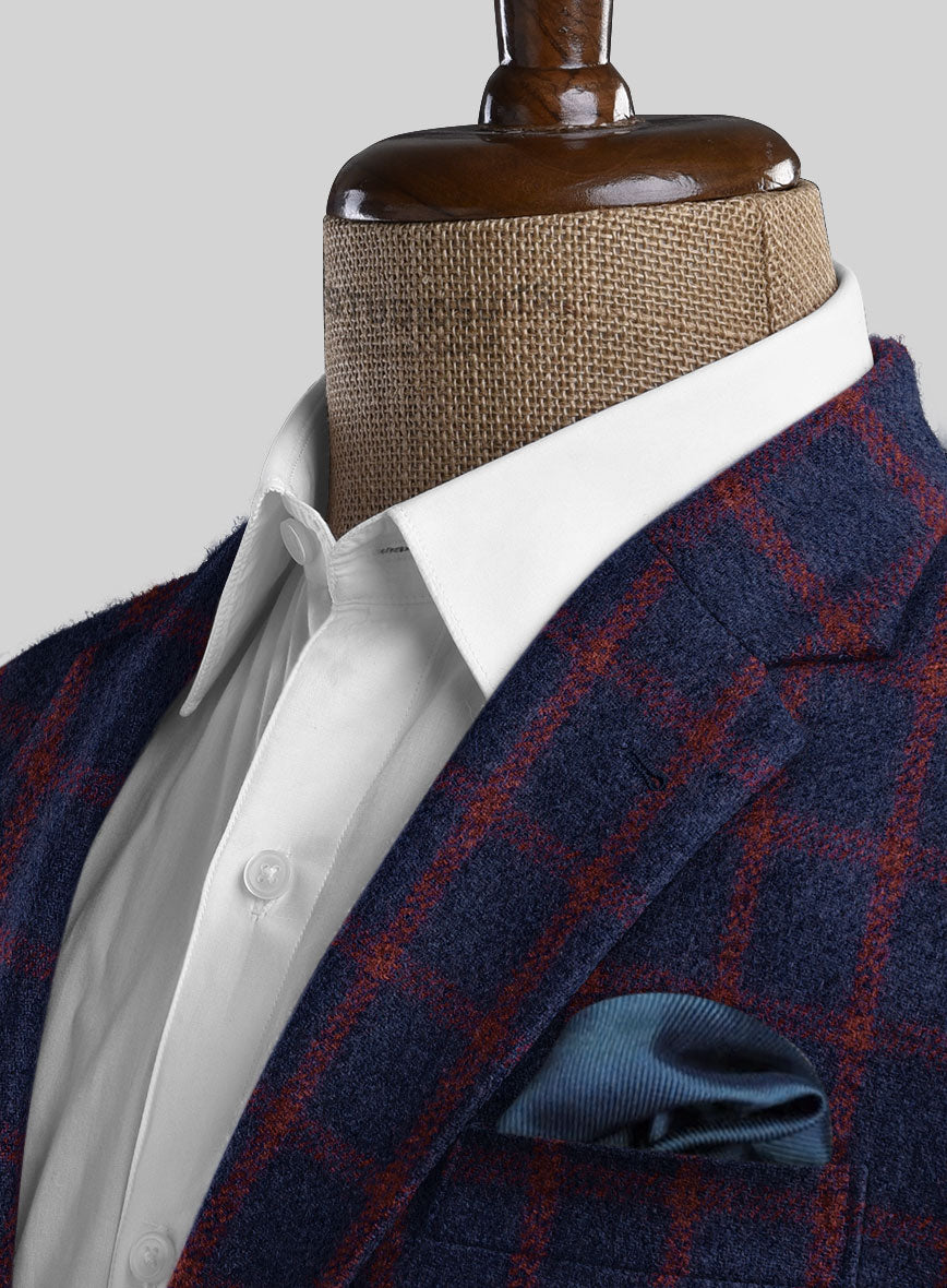 Highlander Heavy Blue Checks Tweed Jacket - StudioSuits