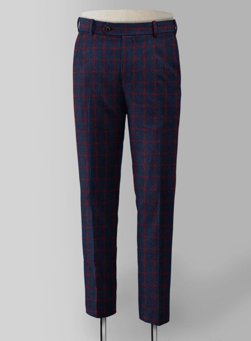 Highlander Heavy Blue Checks Tweed Pants - StudioSuits