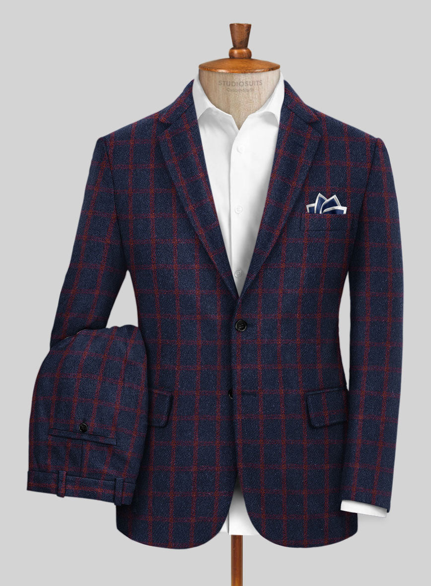 Highlander Heavy Blue Checks Tweed Suit - StudioSuits