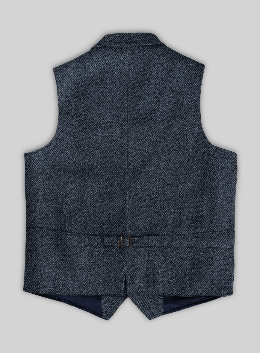 Highlander Heavy Blue Herringbone Tweed Hunting Vest - StudioSuits