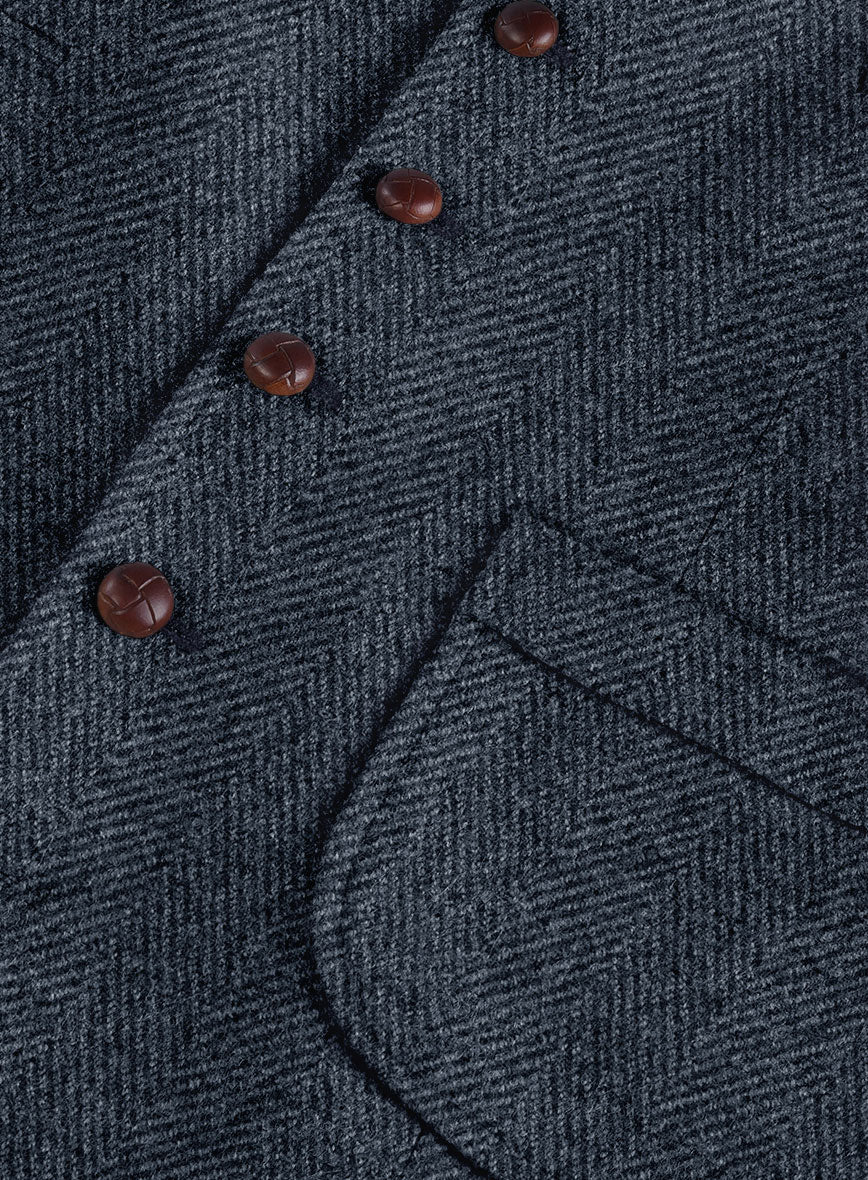 Highlander Heavy Blue Herringbone Tweed Hunting Vest - StudioSuits