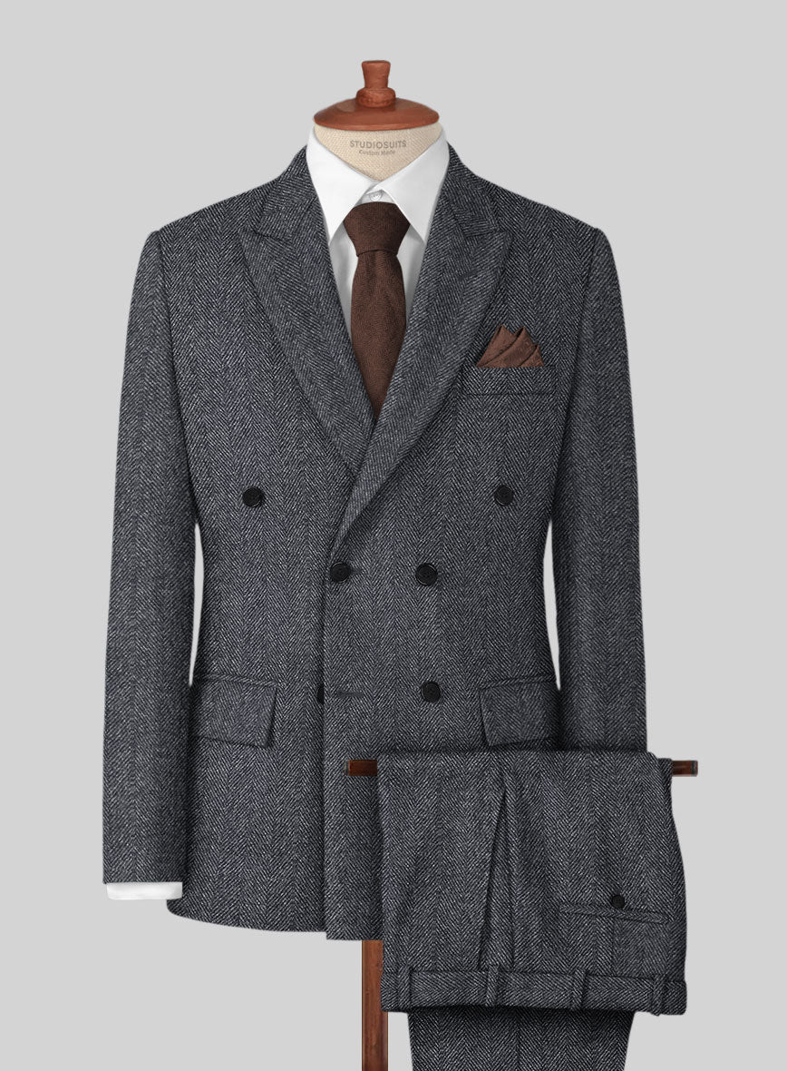 Highlander Heavy Charcoal Herringbone Tweed Suit - StudioSuits