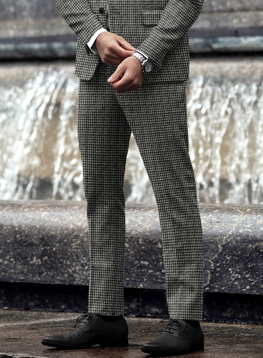 Highlander Heavy Charcoal Houndstooth Tweed Pants - StudioSuits