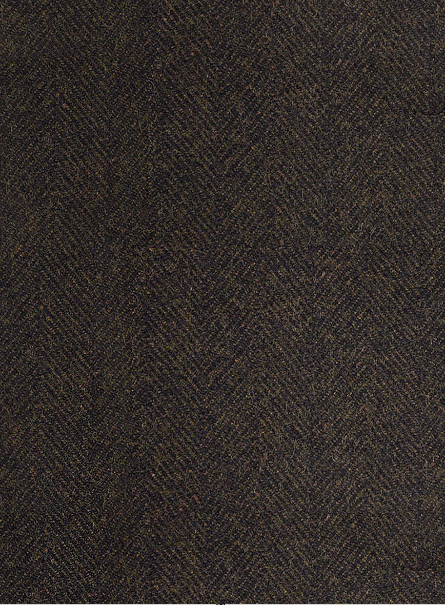 Highlander Heavy Dark Brown Herringbone Tweed GQ Overcoat - StudioSuits