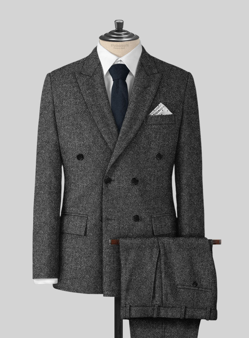 Highlander Heavy Gray Bedford Tweed Double Breasted Suit - StudioSuits