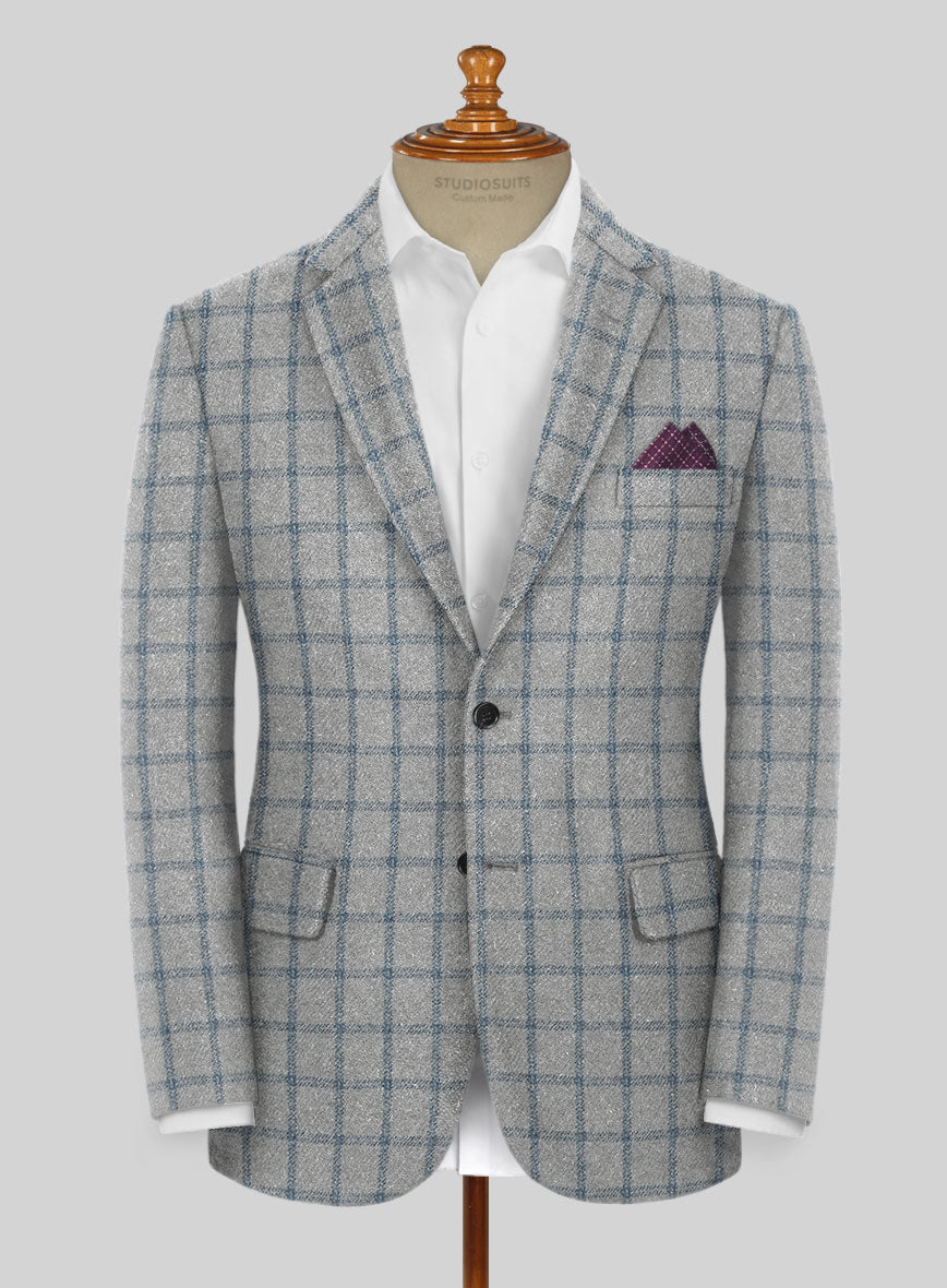 Highlander Heavy Gray Blue Check Tweed Suit - StudioSuits