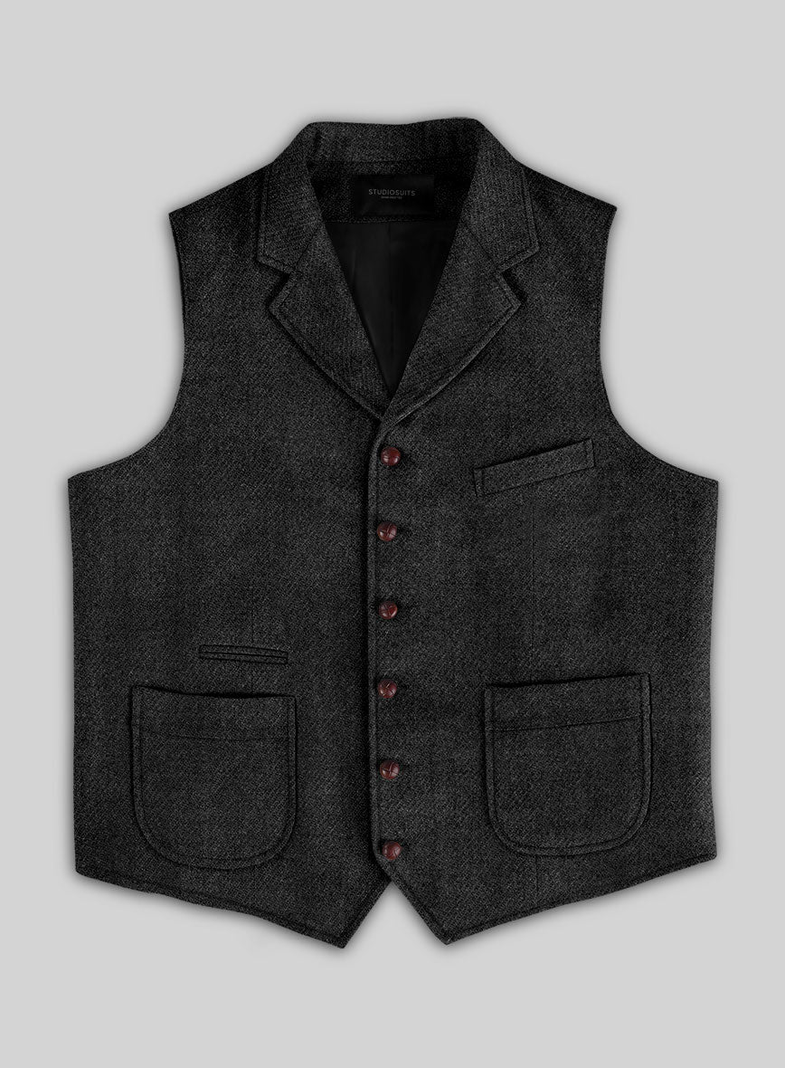 Highlander Heavy Heritage Charcoal Tweed Hunting Vest - StudioSuits
