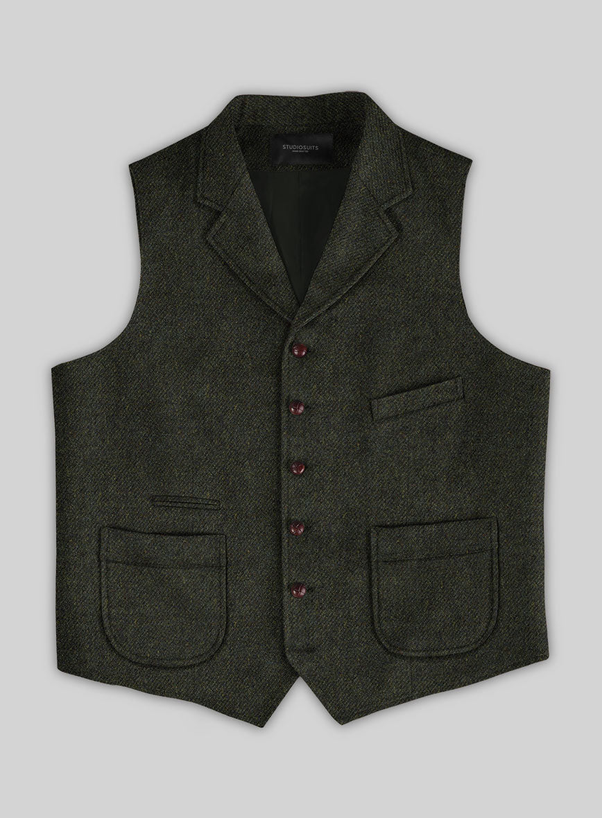 Highlander Heavy Heritage Green Tweed Hunting Vest - StudioSuits