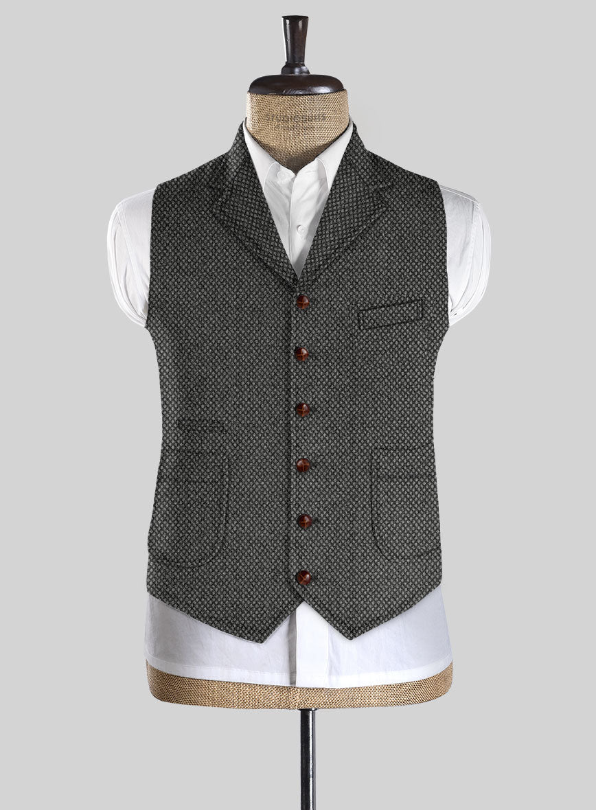 Highlander Heavy Honeycomb Charcoal Tweed Hunting Vest - StudioSuits