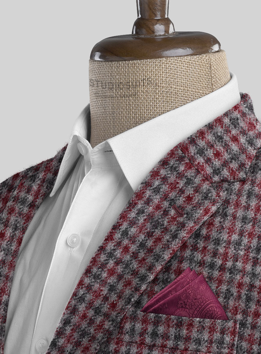 Highlander Heavy Maroon Houndstooth Tweed Suit - StudioSuits