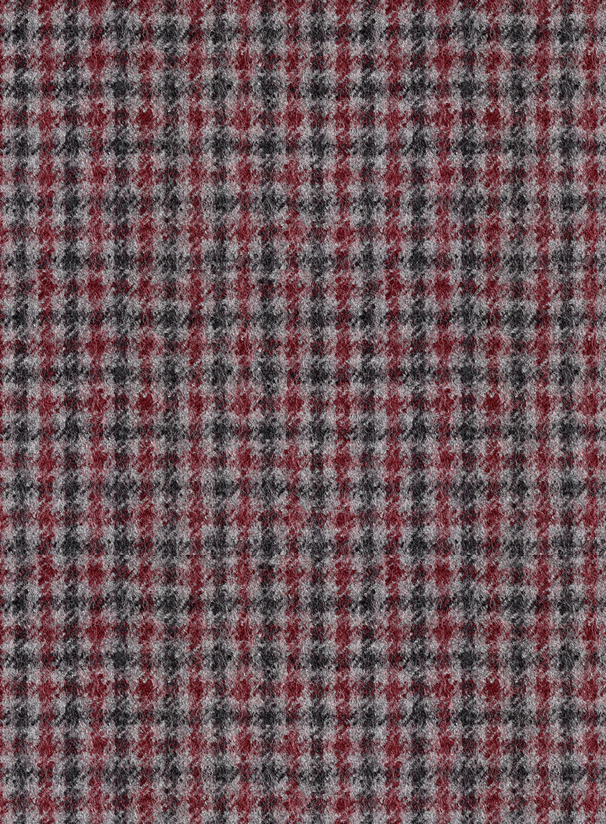 Highlander Heavy Maroon Houndstooth Tweed Suit - StudioSuits