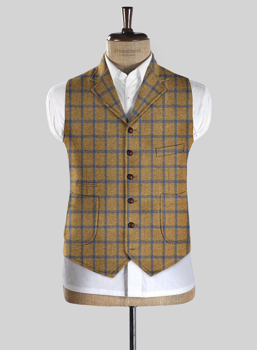 Highlander Heavy Mustard Check Tweed Hunting Vest - StudioSuits