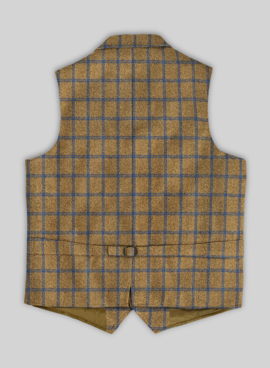 Highlander Heavy Mustard Check Tweed Hunting Vest - StudioSuits