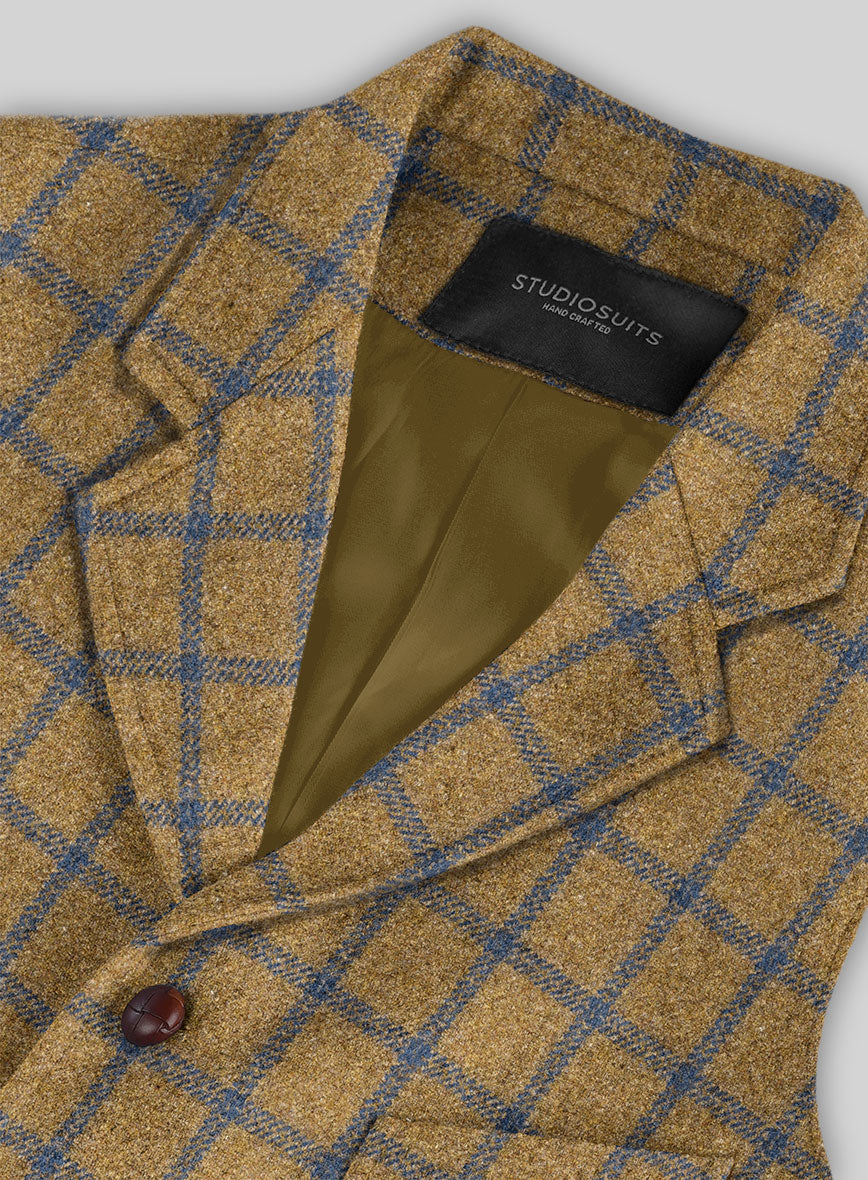 Highlander Heavy Mustard Check Tweed Hunting Vest - StudioSuits