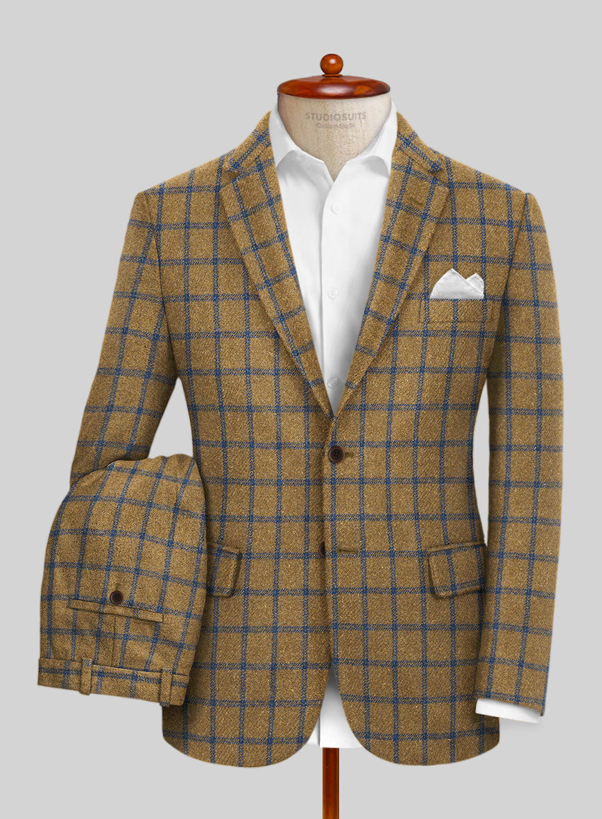 Highlander Heavy Mustard Check Tweed Suit - StudioSuits