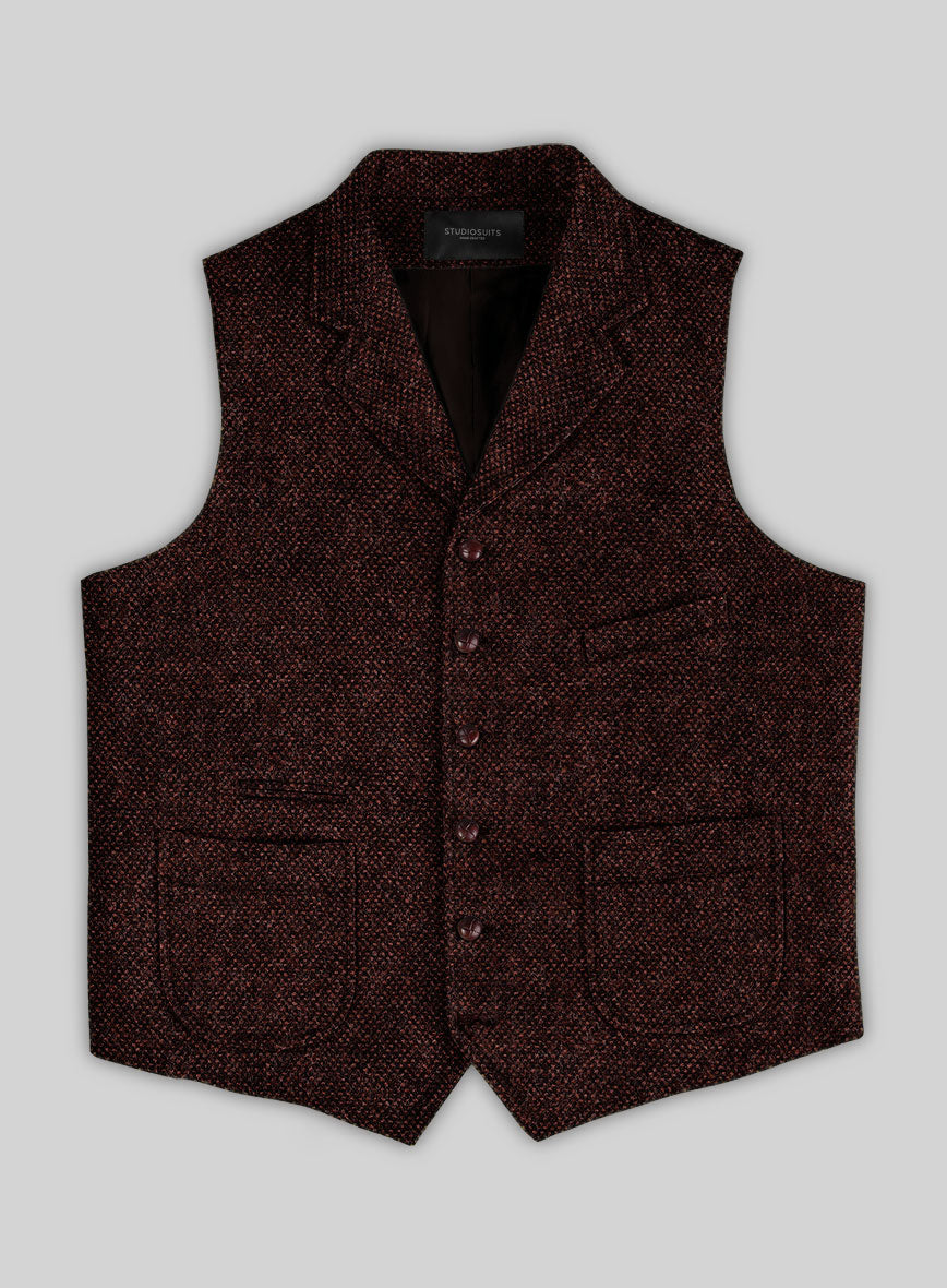 Highlander Heavy Wine Bedford Tweed Hunting Vest - StudioSuits