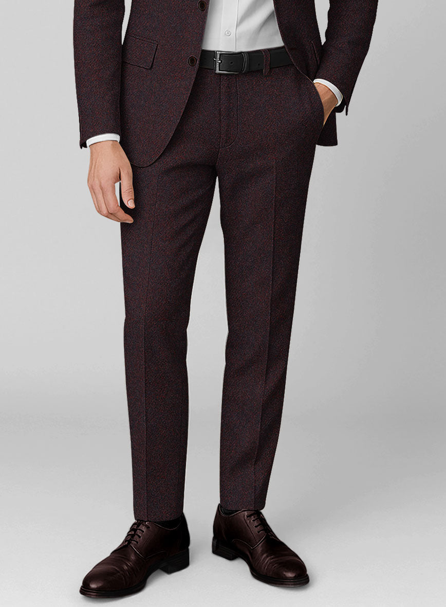 Highlander Heavy Wine Herringbone Tweed Pants - StudioSuits