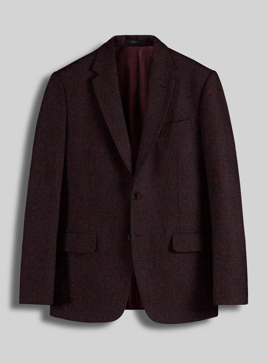 Highlander Heavy Wine Herringbone Tweed Jacket - StudioSuits