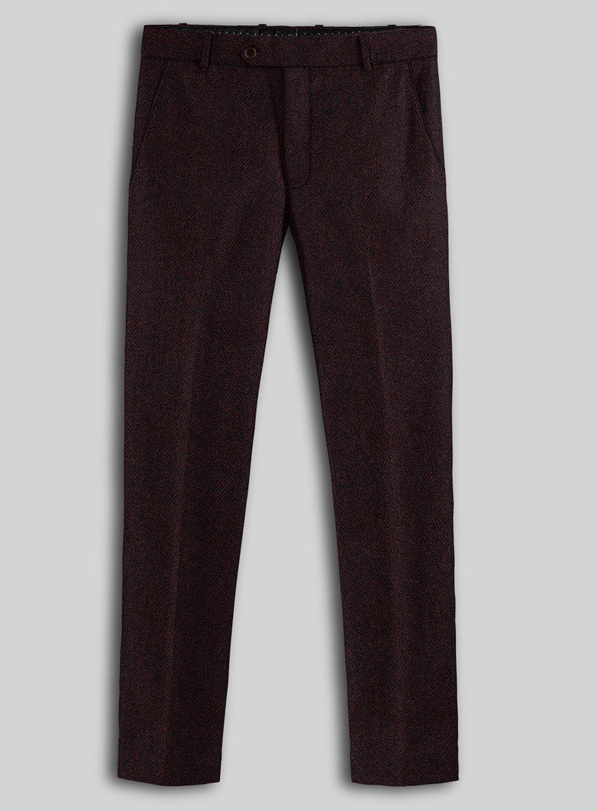 Highlander Heavy Wine Herringbone Tweed Pants - StudioSuits