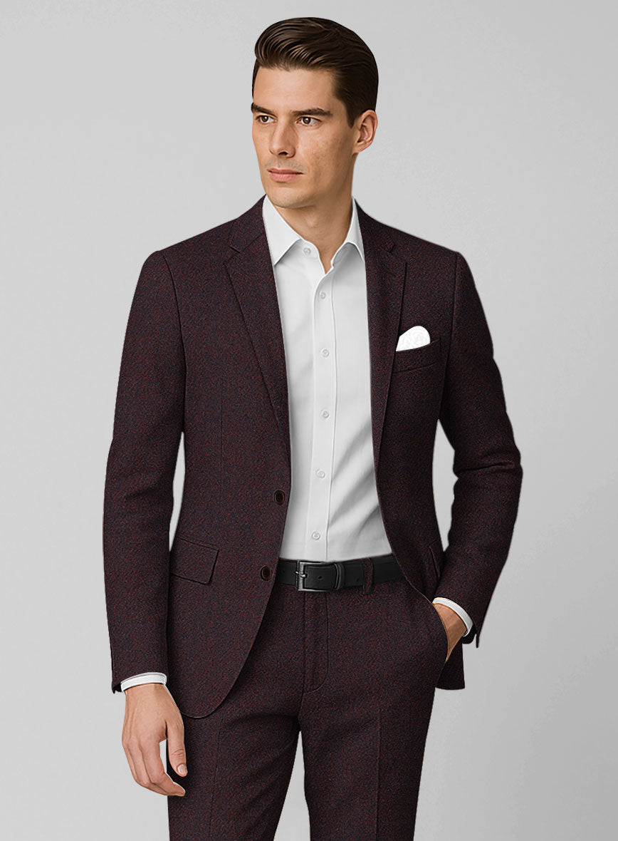 Highlander Heavy Wine Herringbone Tweed Jacket - StudioSuits