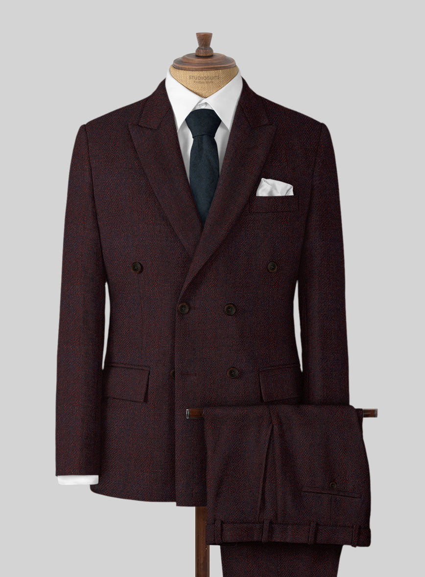 Highlander Heavy Wine Herringbone Tweed Suit - StudioSuits