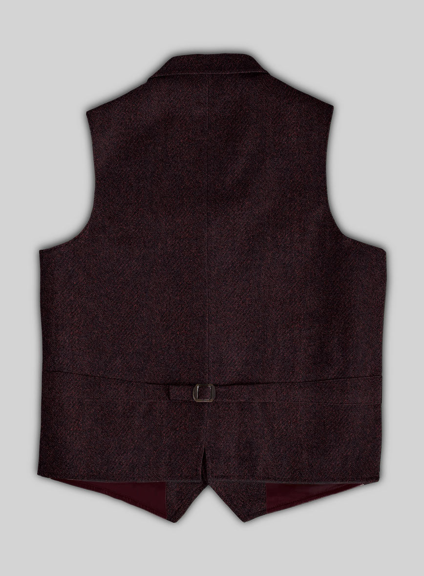 Highlander Heavy Wine Herringbone Tweed Hunting Vest - StudioSuits