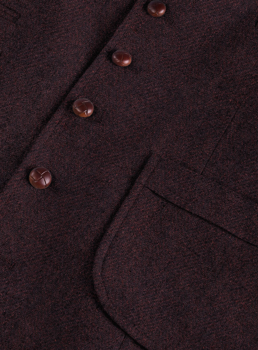 Highlander Heavy Wine Herringbone Tweed Hunting Vest - StudioSuits