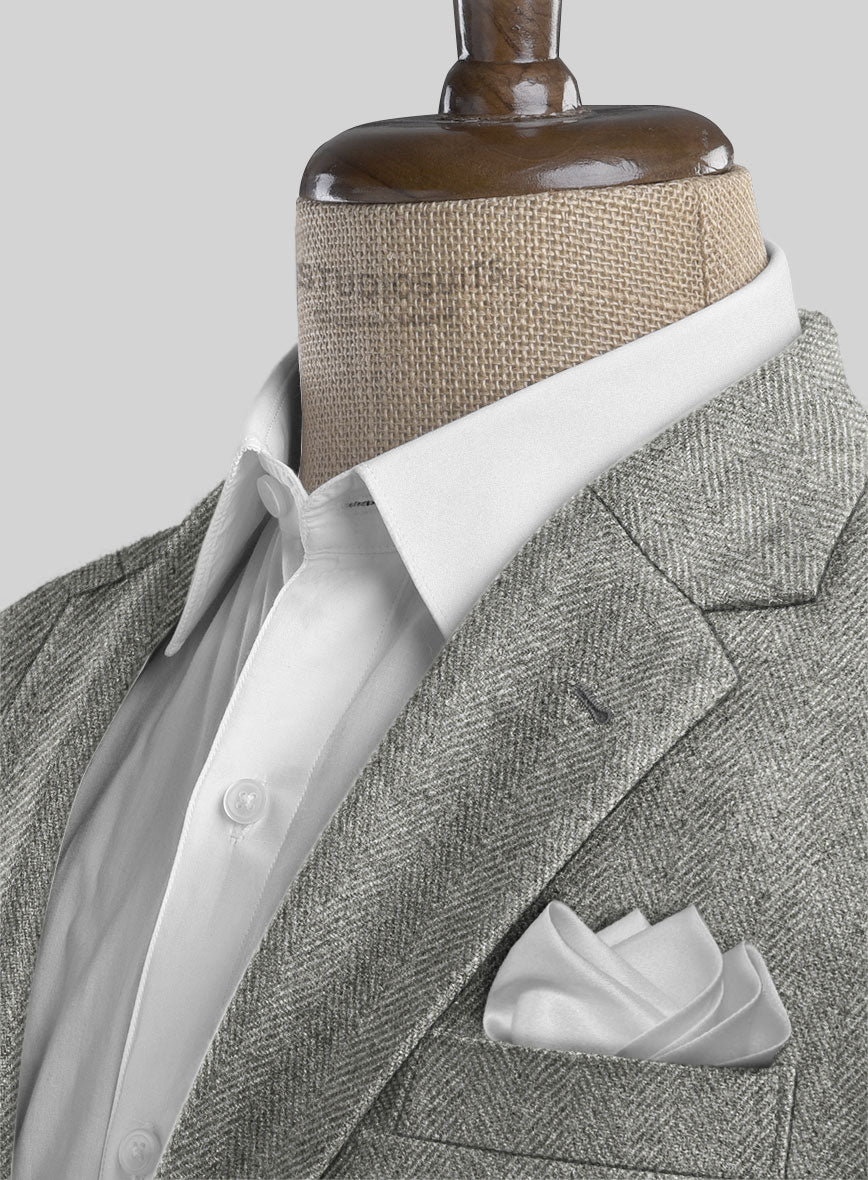 Highlander Light Gray Herringbone Tweed Jacket - StudioSuits