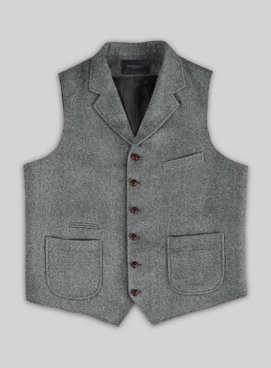 Highlander Light Gray Tweed Hunting Vest - StudioSuits