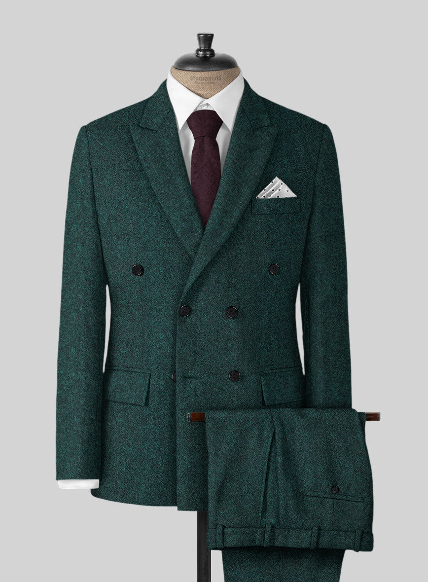 Highlander Melange Green Tweed Suit - StudioSuits