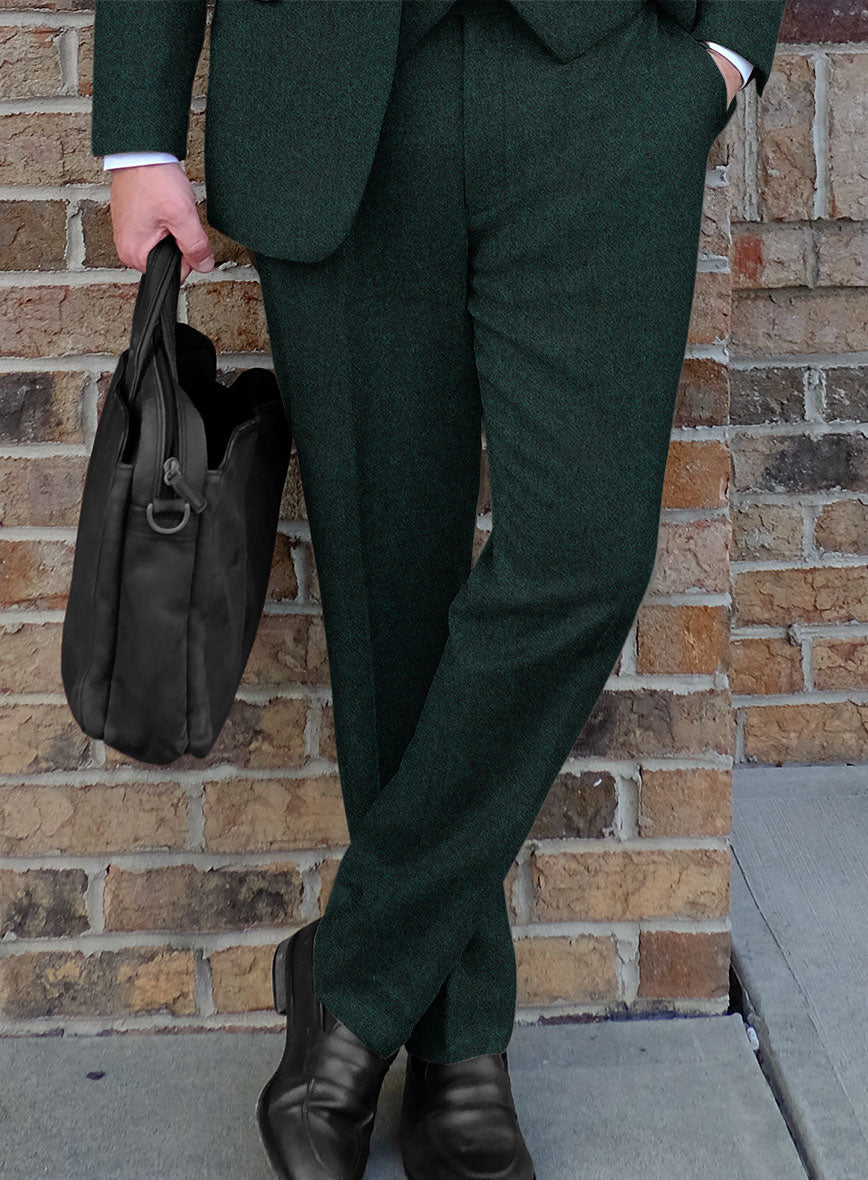 Highlander Melange Green Tweed Pants - StudioSuits
