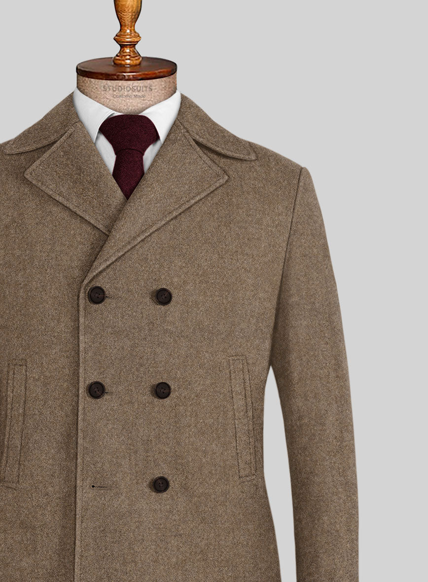 Highlander Light Tobacco Tweed Pea Coat - StudioSuits
