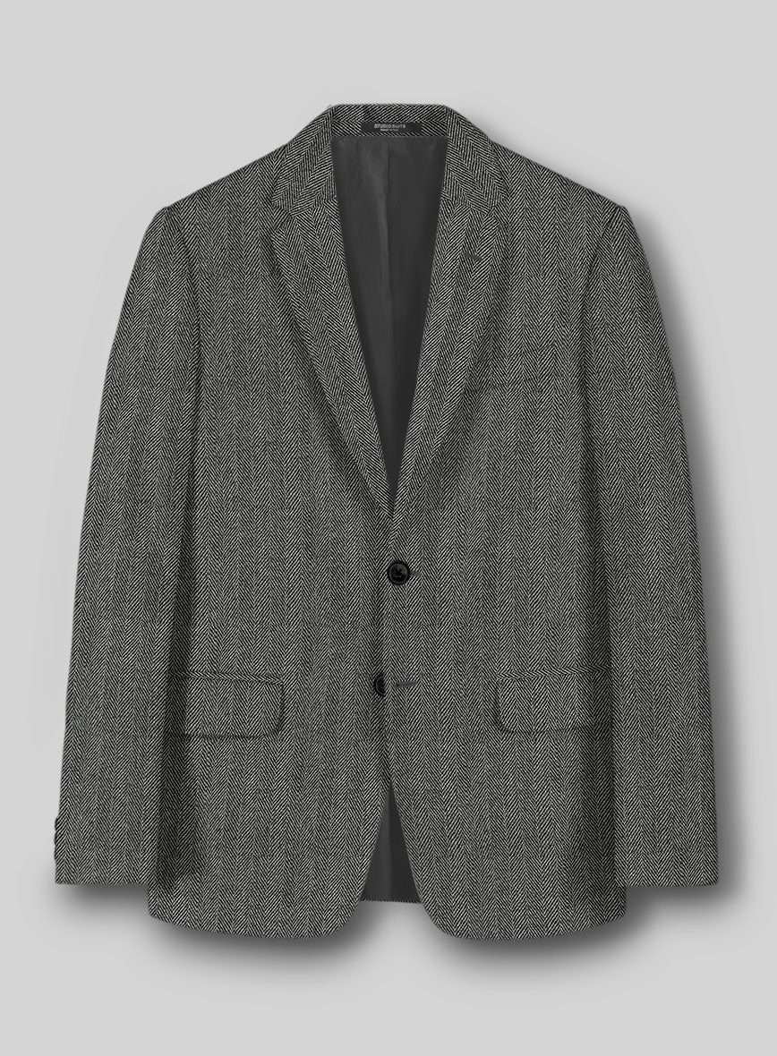 Highlander Gray Herringbone Tweed Jacket - StudioSuits