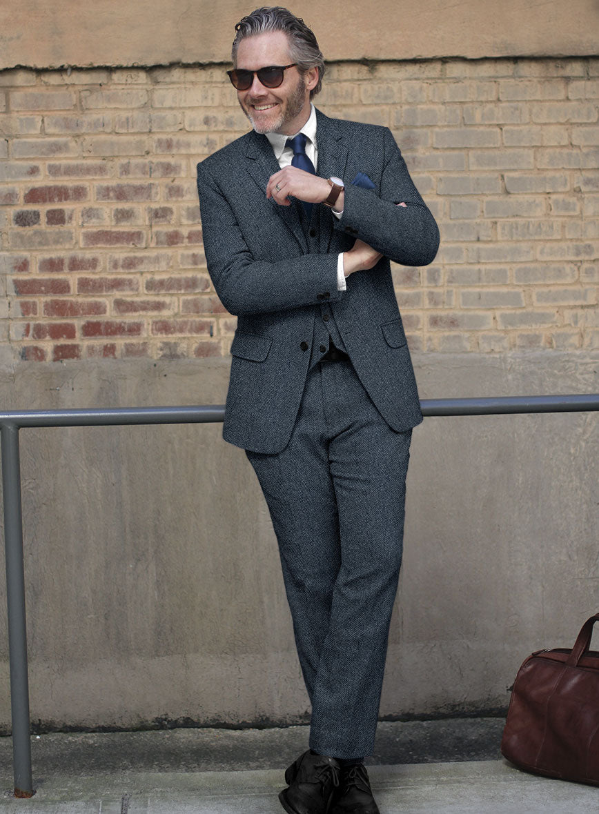 Highlander Heavy Blue Herringbone Tweed Suit - StudioSuits