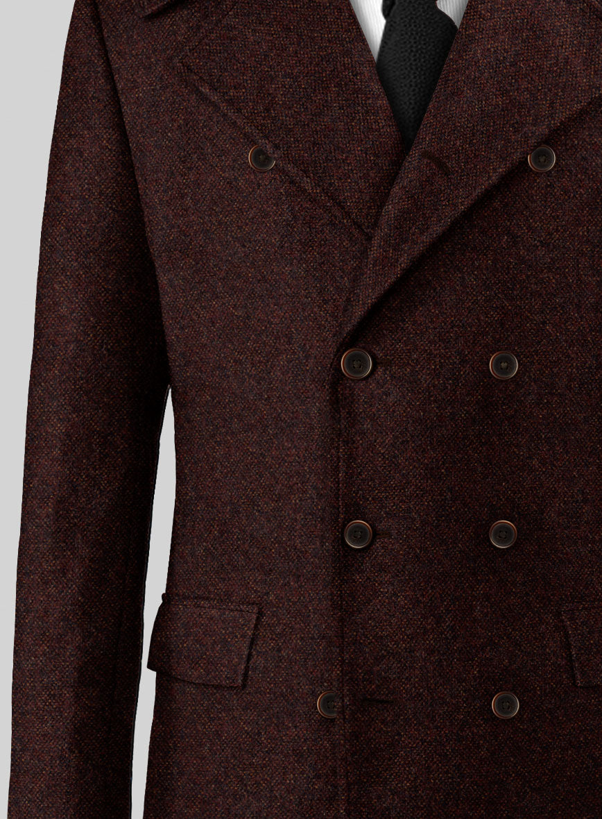 Highlander Heavy Wine Bedford Tweed GQ Overcoat - StudioSuits