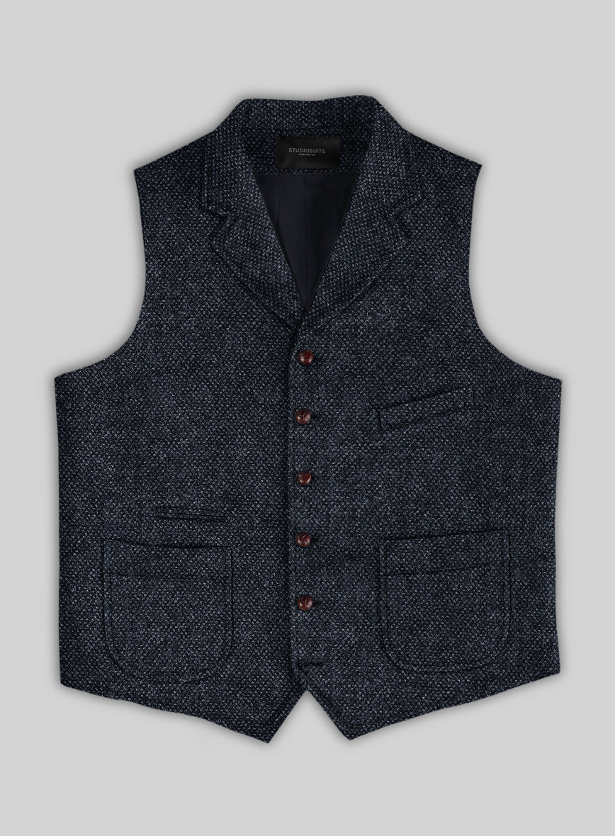 Highlander Heavy Blue Bedford Tweed Hunting Vest - StudioSuits