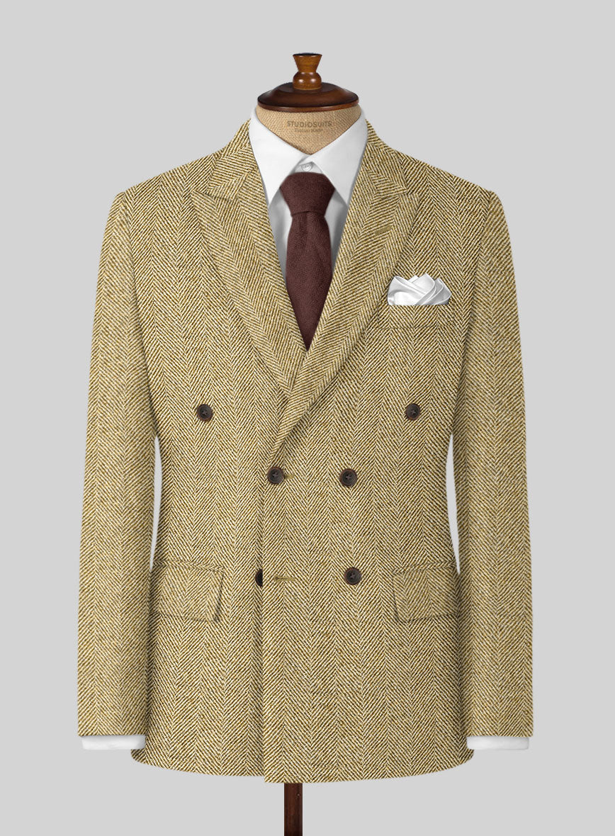 Highlander Heavy Beige Herringbone Tweed Jacket - StudioSuits