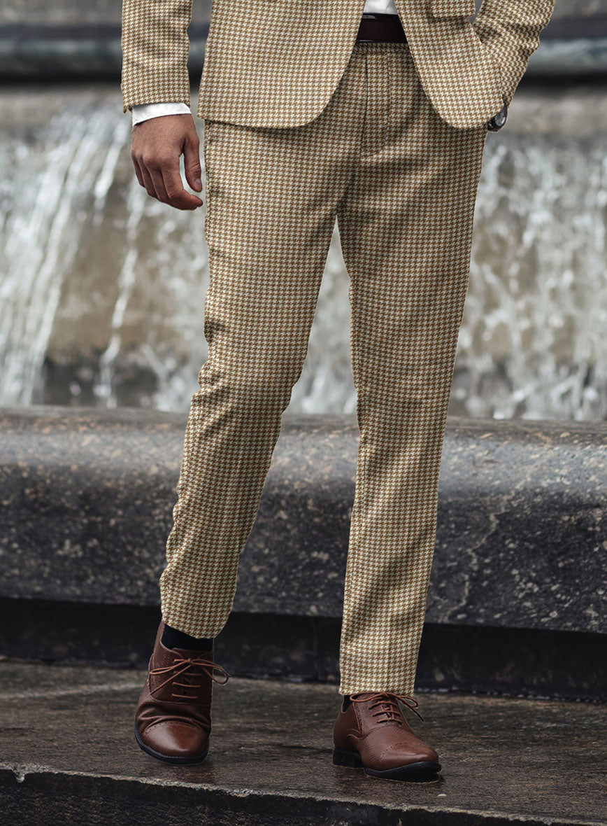 Houndstooth Beige Tweed Pants - StudioSuits