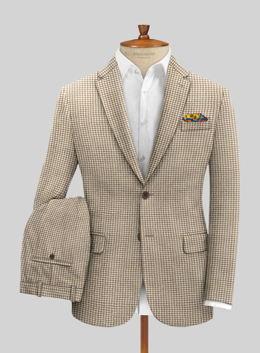 Houndstooth Beige Tweed Suit - StudioSuits