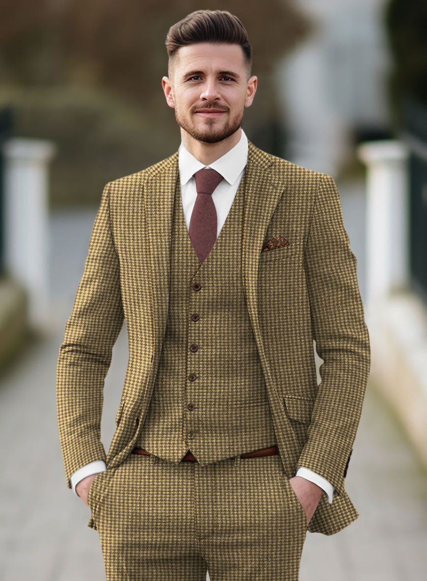 Houndstooth Tan Brown Tweed Jacket – StudioSuits